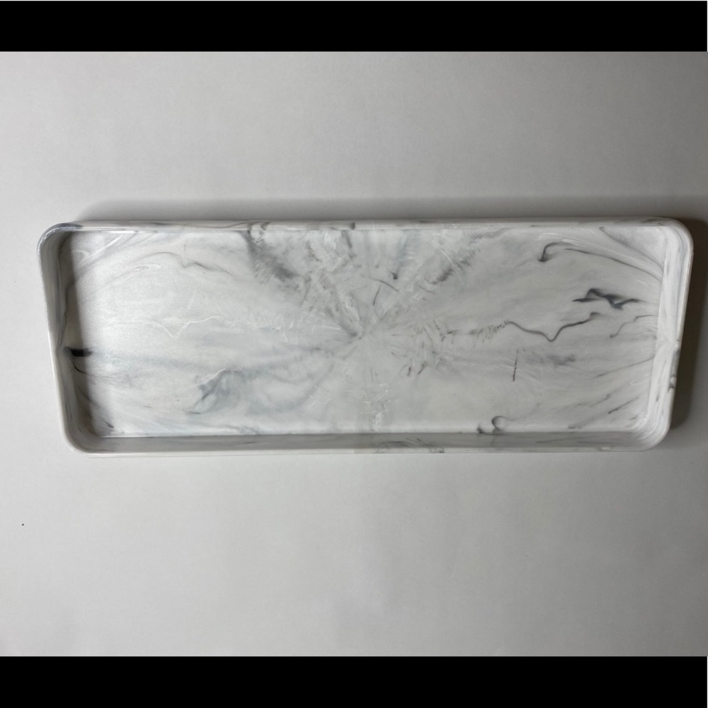 White Marble Plastic Rectangle Tray EUC